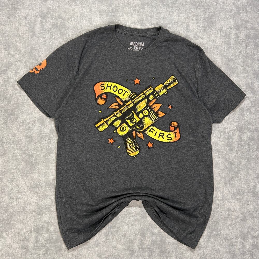 Zero Foxtrot "Shoot First" streetwear workout graphic tshirt mens Medium